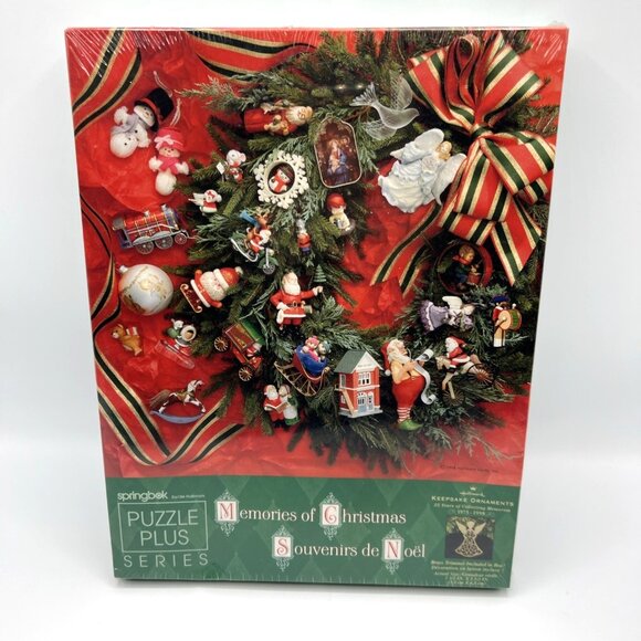 Springbok Memories Of Christmas Puzzle Plus 500 Pc 1998 Sealed Ornament Wreath - Picture 1 of 5